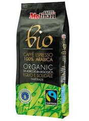 MOLINARI ARABICA ORGANIC FAIRTRADE COFFEE BEANS 1KG FREE UK DELIVERY - AMR Coffee Pods - Distributors of Lavazza and CaffItaly in the United Kingdom
